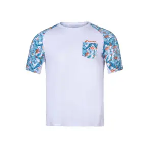 Babolat Mens Capsule Crew New T-Shirt (White/Flower)