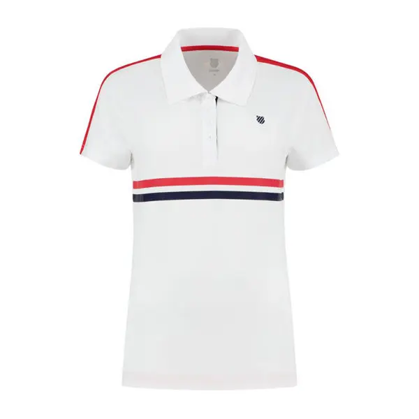 K-Swiss Womens Heritage Sport Striped Polo (White)