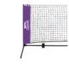 Image of a player executing a powerful smash shot in a Salzenger net, demonstrating agility and skill in padel sports.