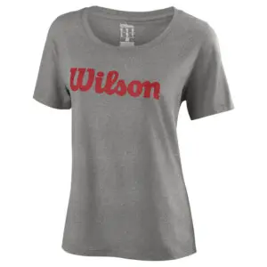 Wilson Womens Script Cotton T-Shirt (Heather Grey/Red)
