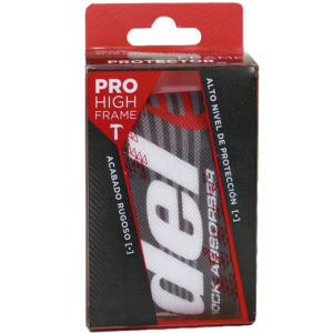 Padel court with players in action, featuring a blue and orange court surrounded by transparent walls and a net in the center