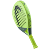 A pair of tennis rackets and a tennis ball on a court