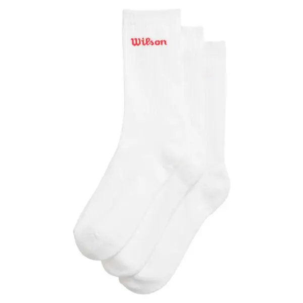 Wilson Crew Logo Socks (3 Pack) Bright White