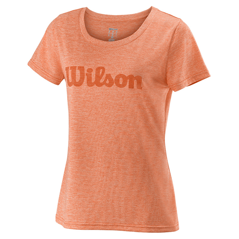 Wilson Womens  Urban Wolf II Script Tech T-Shirt (Orange)