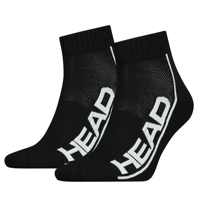Head Mens Performance Stripe Quarter Socks Black (2 Pack)