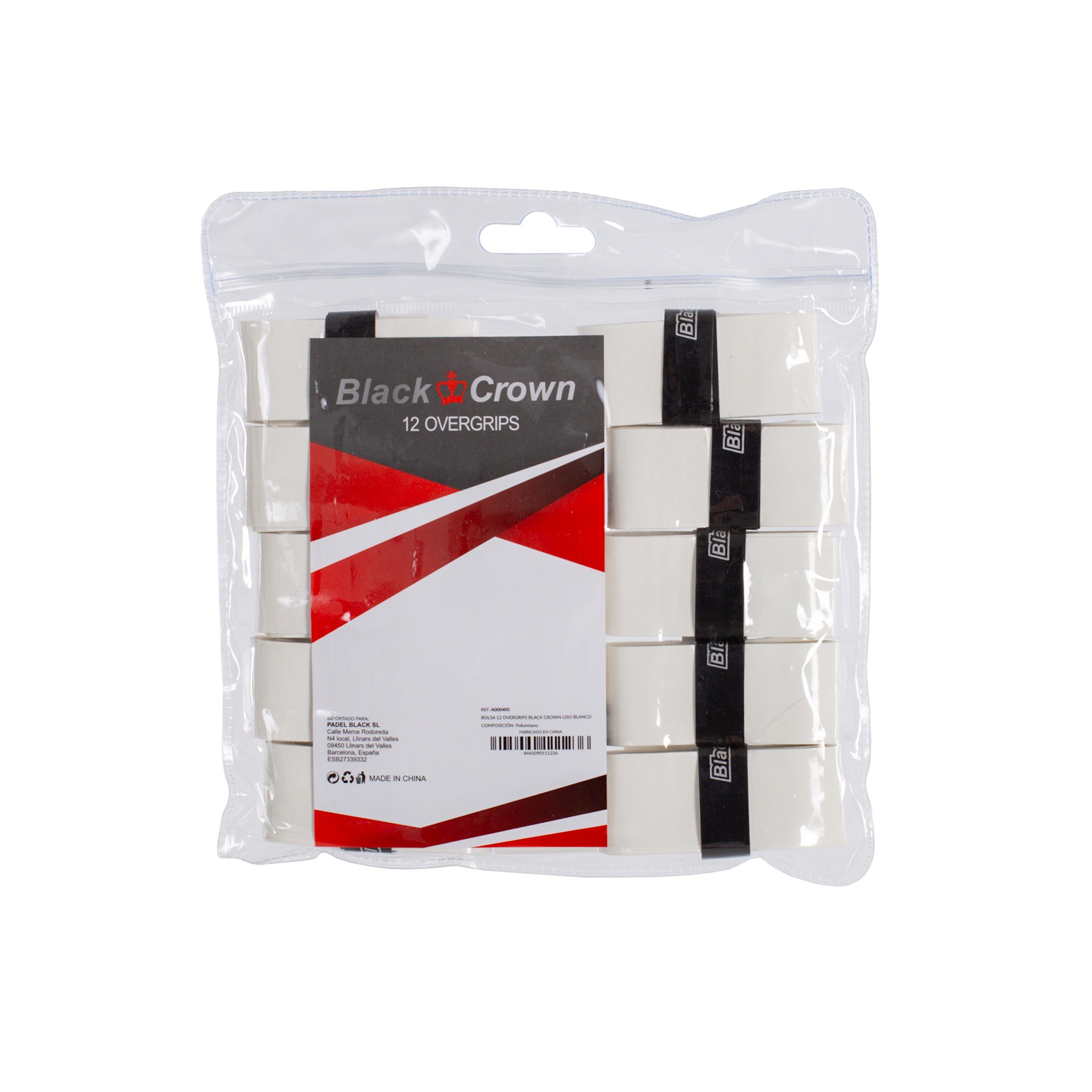 Black Crown White Padel Overgrip (12 Pack)