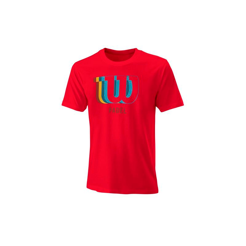 Wilson Mens Padel Blur Tech T-Shirt - Red, Small