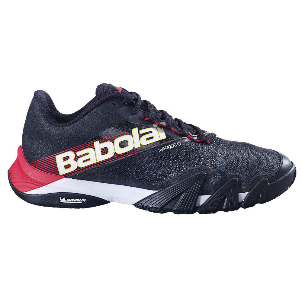 Babolat Mens Jet Premura 2 Padel Shoes (Black/Tomato Red) (2025)