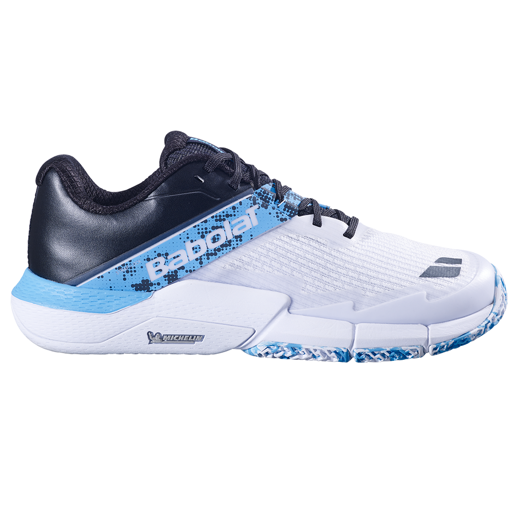 Babolat Mens Movea 2 Padel Shoes (White/Cyan Blue) (2025)