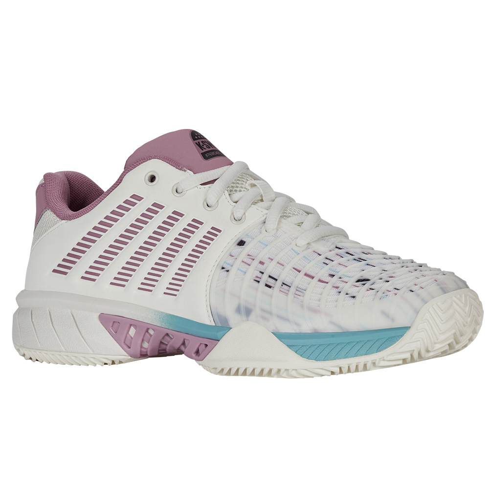K-Swiss Womens Express Light 3 Padel Shoes (White/Lilas/Pastel Turquoise) 2025
