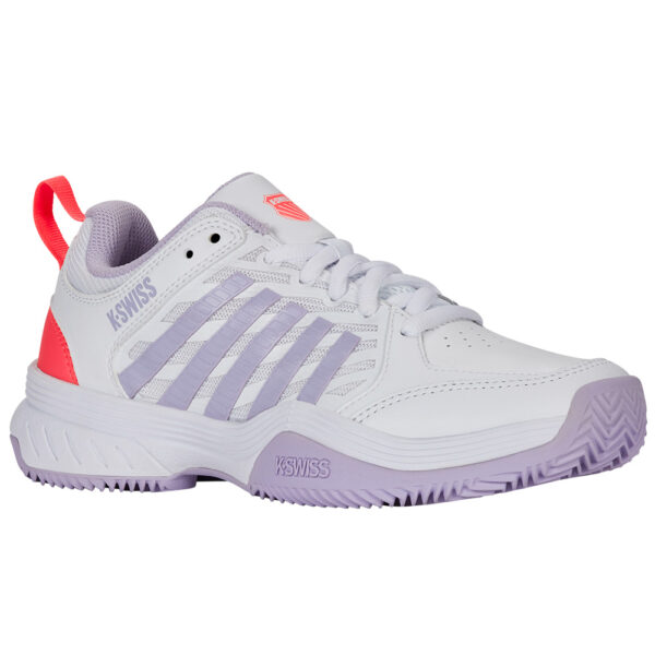 K-Swiss Womens Court Express 2 Clay Court Shoes (White/Orchid Petal/Neon Blaze) 2025