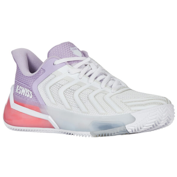 K-Swiss Womens Ultrashot 4 Clay Court Shoes (White/Orchid Petal/Neon Blaze) 2025