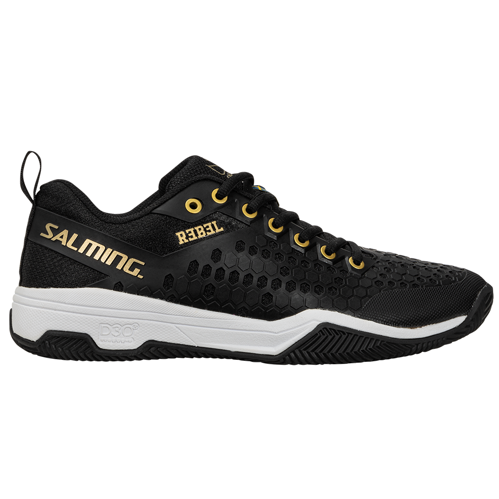 Salming Unisex Rebel Padel Shoe (Black/Gold) - Size 5.5 UK
