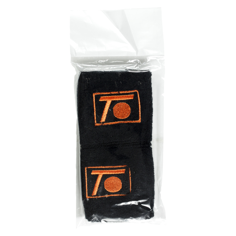 Logo of Topspin Wristband in Black and Orange colors
