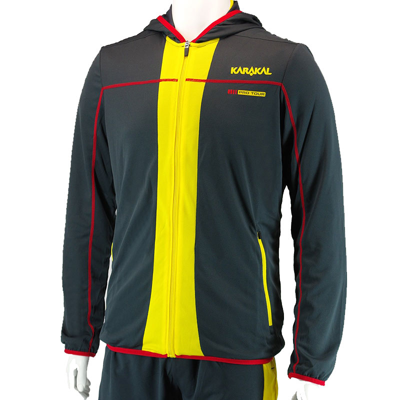 Black hooded sweatshirt with front pocket and drawstring, ideal for casual and sporty looks