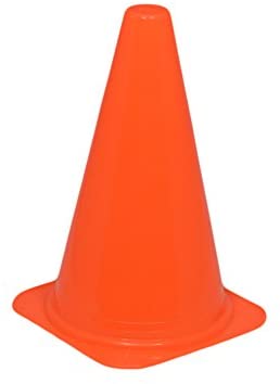 Traffic cone on a road indicating caution and potential hazards