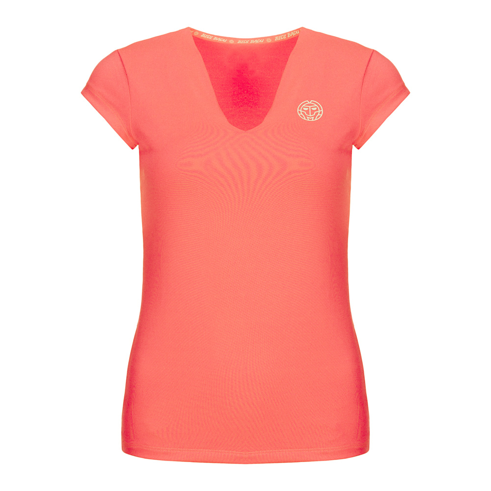 Bidi Badu Bella Tech V-Neck Tee (Coral) X-Large