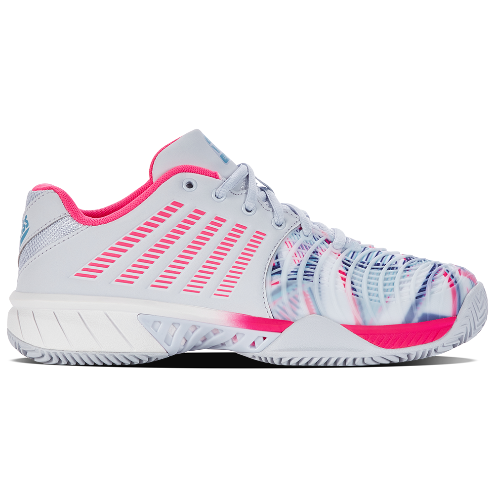 K-Swiss Womens Express Light 3 Padel Shoe (Arctic Ice/White/Neon Pink)
