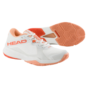 Head Womens Motion Team Padel Shoe (White/Coral) Pair Side
