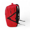 Side view of Bullpadel Xplo red backpack with black strap across the side.