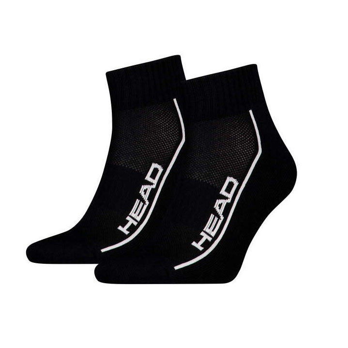 HEAD Mens Performance Quarter Socks Black (2 Pack)(Black)