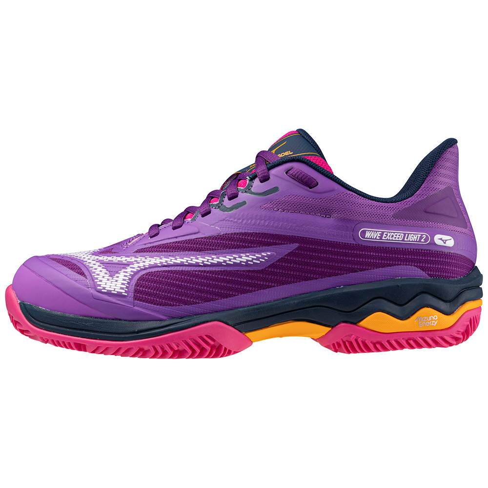 Mizuno Womens Wave Exceed Light 2 Padel Shoe (Hyacinth/White/Fuchsia Purple) - Size 5 UK