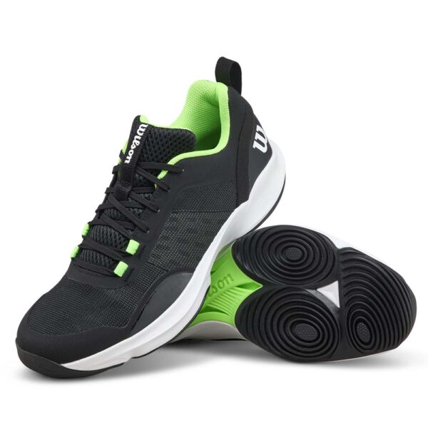Wilson Mens Hurakn Pro V2 Padel Shoe (Black/White/Green)