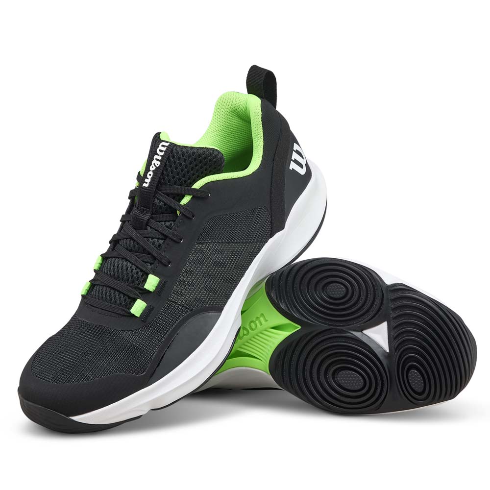 Wilson Mens Hurakn Pro V2 Padel Shoe (Black/White/Green) (2025)