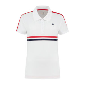 K-Swiss Womens Heritage Sport Striped Polo (White) (2020) - Size: Medium